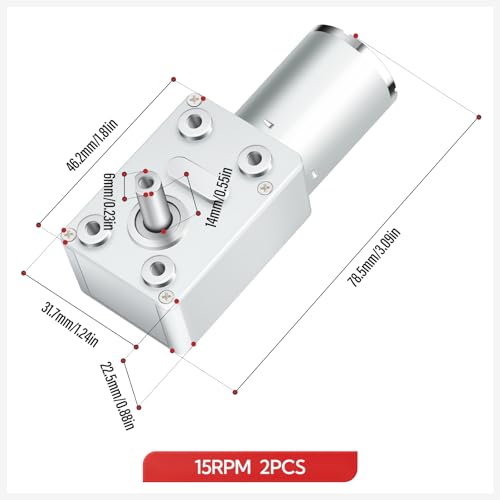 2PCS 12V 15RPM Gear Motor, 2A 20W High Torque Rotation DC Motor, Small Worm Gear Motor - color: 12V, size: 15RPM