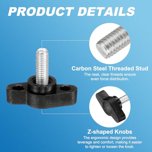 PATIKIL M5 x 12mm Tee Wing Thumb Screws, 6Pcs Carbon Steel Mechanical Handle Bolt Thumb Screws for Remove Replace Hand Clamping Tightening Knobs Power Supply, Black - size: M5 x 12mm