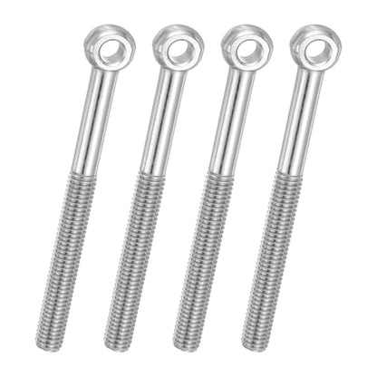 PATIKIL 4 Pcs M8x90mm Shoulder Swing Lifting Eye Bolt, 304 Stainless Steel Metric Half Tooth Thread Fisheye Eye Slip Hole Screw Rigging Bolt Metal Fasteners Screws, Silver Tone - size: M8x90mm