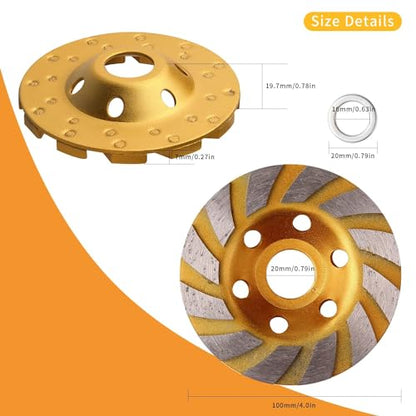 4 Inch Concrete Stone Ceramic Turbo Diamond Grinding Cup Wheel,12 Segs Heavy Duty Angle Grinder Wheels for Angle Grinder(4 Pieces) - style: 4 Pieces