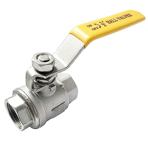 2PCS 1/2" Full Port NPT Female Thread Ball Valve 316 Stainless Steel for Water, Oil, and Gas WOG1000 - size: 2-pack x 1/2 Inch