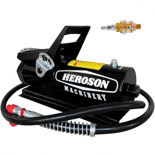 HEROSON 10000 PSI Air Hydraulic Pump, 0.7L Tank, NPT3/8 Oil Outlet NPT1/4 Inlet with Air Line Lubricator - color: black