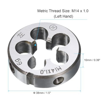 uxcell Round Threading Die M14 x 1.0 Metric Thread Left Hand Screw Cutting Fixed Dies, Alloy Tool Steel Tapping Repair Tool