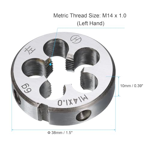 uxcell Round Threading Die M14 x 1.0 Metric Thread Left Hand Screw Cutting Fixed Dies, Alloy Tool Steel Tapping Repair Tool