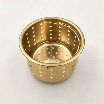 Kitchen Sink Drain Basket Only, 3-inch Basket Gold for Kitchen Sink Strainer Replacement, Deep Cup Strainers with Handle, SUS 304 Stainless Steel - color: Gold