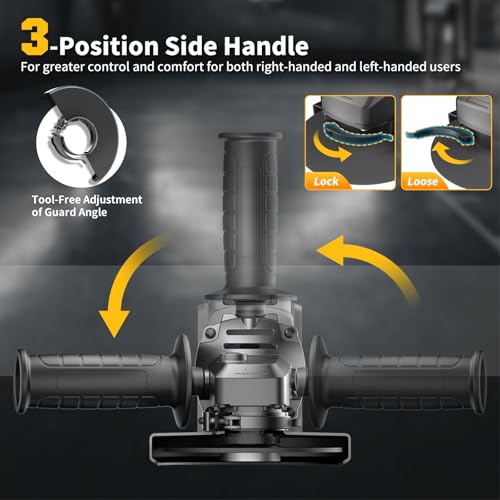 Angle Grinder 4-1/2" Cordless Compatible with DEWALT 20V MAX Battery - color: Grey
