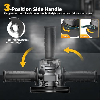 Angle Grinder 4-1/2" Cordless Compatible with DEWALT 20V MAX Battery - color: Grey