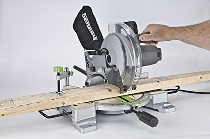 Genesis GMS1015LC 15-Amp 10-Inch Compound Miter Saw with Laser Guide and 9 Positive Miter Stops , Gray - style: 10 inch Compound Miter Saw