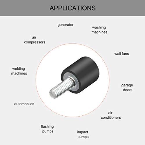 uxcell M4 Thread Rubber Mounts,Vibration Isolators,Cylindrical Shock Absorber with Studs 10mm x 10mm 8pcs - size: M4x10x10mm