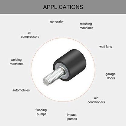 uxcell M4 Thread Rubber Mounts,Vibration Isolators,Cylindrical Shock Absorber with Studs 10mm x 10mm 8pcs - size: M4x10x10mm