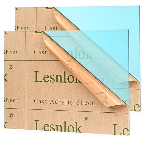 Lesnlok Cyan Acrylic Sheets 1/8 inch Thick 3mm 2 Pack 12 x 16 Clear Cyan Plexiglass Sheets,for Sign,Craft,Painting,Laser Cutting,DIY Display Projects… (12"x 16", Cyan, 2) - color: Cyan, size: 12"x 16"