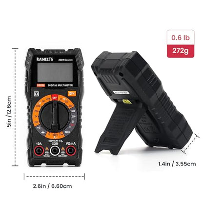 KAIWEETS Digital Multimeter Voltmeter with Case for Car Batterry Test DIY - size: KM100