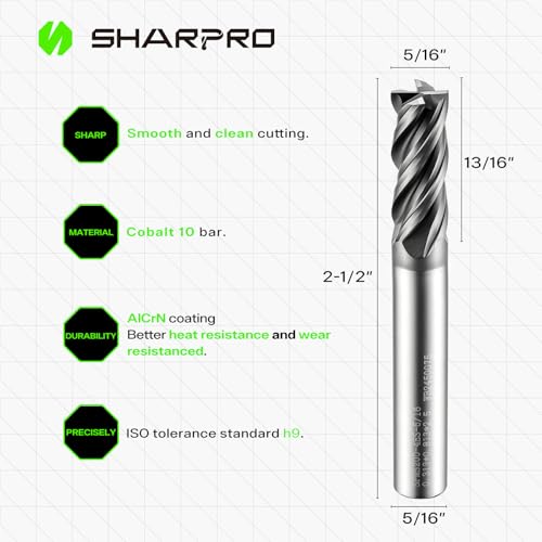 5/16 Inch Shank Carbide Square End Mill, 4 Flute CNC End Mills, Heat-Resistant Metal Endmill Suitable Alloy Steel, Stainless Steel, Various Cast Iron - size: 5/16 in(4 Flute)