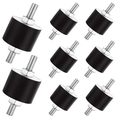 ABuff 8 Pack M10 Rubber Isolator Mounts Double Studs Shock Absorber Anti Vibration Isolator Mounts, 40x30mm Cylindrical Vibration Generator Isolation Mount for Air Compressors Garage Motor Engines