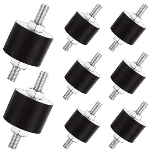 ABuff 8 Pack M10 Rubber Isolator Mounts Double Studs Shock Absorber Anti Vibration Isolator Mounts, 40x30mm Cylindrical Vibration Generator Isolation Mount for Air Compressors Garage Motor Engines