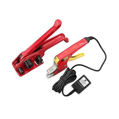 Poly Strapping Tensioner & Hot Meltting Strapping Sealer for Ploypropylene Strap 1/2 to 5/8" Buckle-Free Electrical Strapping Tools - color: red tensioner + electrical sealer tools