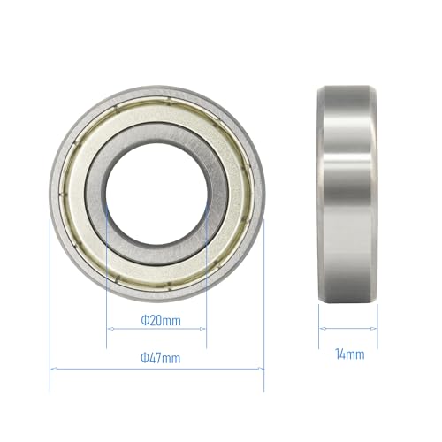 6204ZZ 4 PCS Deep Groove Ball Bearing 20×47×14mm Double Metal Shielded Ball Bearing Chrome Steel P0 Z2 Bearing for Industrial Machine,Power Tools and Mechanical Equipment - size: 6204ZZ Size 20×47×14mm