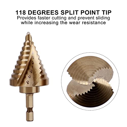 COMOWARE 10 Sizes M35 Cobalt Step Drill Bit, 1/4" to 1-3/8", Two-Spiral Flute Step Bit for Metal, Stainless Steel, Wood & Plastic, with 1/4" Hex Shank - style: 1Pc Cobalt - Hex Shank