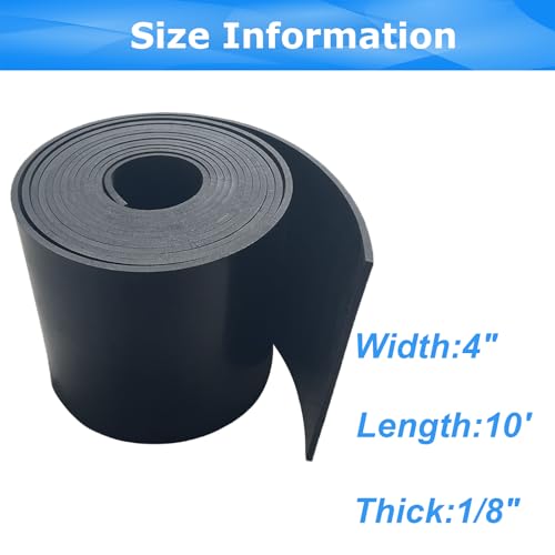 Solid Rubber Sheets,Rolls & Strips 1/8 (.125)" Thick X 4" Wide X 10'Long - size: 4"X10'X1/8", style: No Adhesive