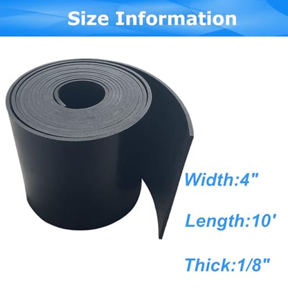 Solid Rubber Sheets,Rolls & Strips 1/8 (.125)" Thick X 4" Wide X 10'Long - size: 4"X10'X1/8", style: No Adhesive