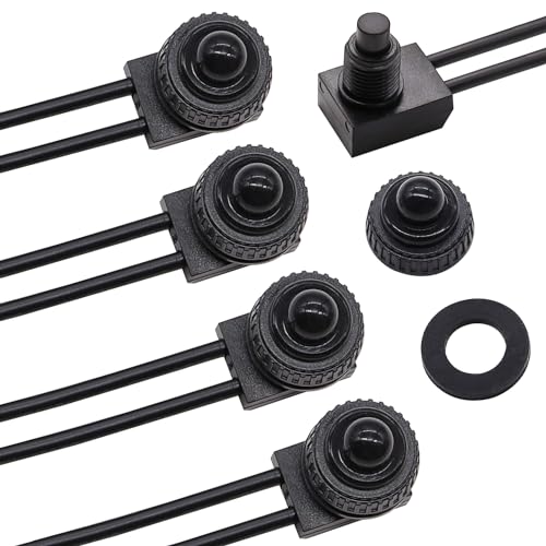 TWTADE 5PCS Waterproof RV Push Button Switch 12V ON/Off SPST Switch for Motorcycle/Auto Car Bathroom Fan with 4.5''Lines KP-107-5PCS - size: 5PCS