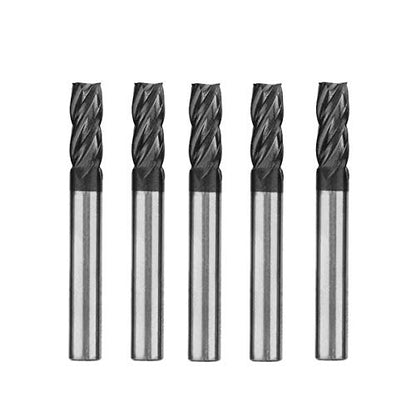3/8" Carbide Square End Mill, HRC 45 Deg Single End 4 Flute AlTiN Coating Mill Bits (5, 3/8)