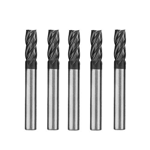 3/8" Carbide Square End Mill, HRC 45 Deg Single End 4 Flute AlTiN Coating Mill Bits (5, 3/8)
