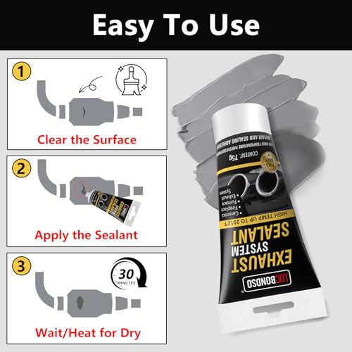 LOCBONDSO Muffler Repair Kit, Heat Resistant Exhaust Sealant, 2.6 oz