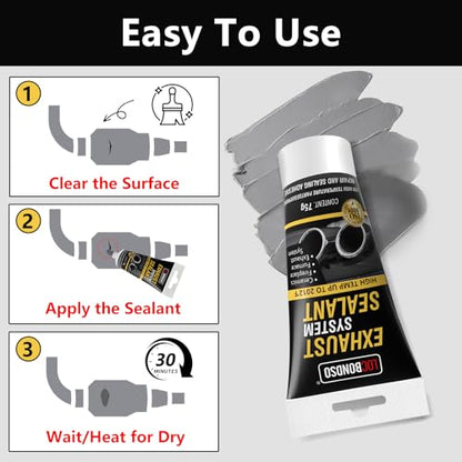 LOCBONDSO Muffler Repair Kit, Heat Resistant Exhaust Sealant, 2.6 oz