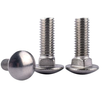 3/8-16 x 2-1/2" Carriage Bolts Screws, Round Head Square Neck, 304 Stainless Steel 18-8, UNC Coarse Fully Thread, Quantity 6Pcs - size: 3/8-16 x 2-1/2" (6 Pcs)