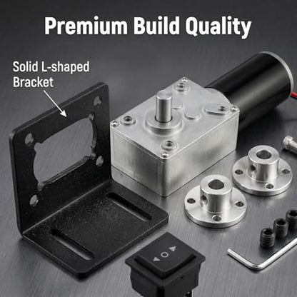 Worm Gear Motor Kit 12V DC 40 RPM Turbine Electric Gear Motor - size: Speed-40 RPM