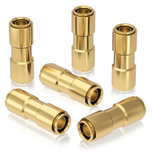 CheeMuii 6PCS 1/2" Brass DOT Air Line Fittings DOT Brass Straight Union - size: 1/2IN-6PCS