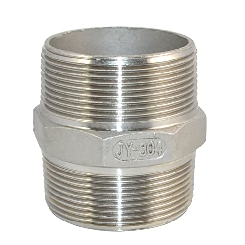 2" x 2" NPT Male Threaded Hex Nipple,Stainless Steel 304 Quick Coupler Pipe Fitting - size: 2 Inch
