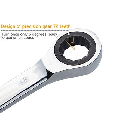 SaferCCTV Wrench Metric 13mm Ratcheting Wrench Set,Reversible Ratcheting Combination Wrench,Open Ended Ratchet - size: 13mm