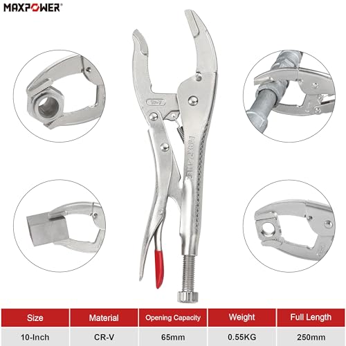 MAXPOWER 10" Curved Jaw Locking Pliers Set, 2.5" Wide Jaw Opening, 2-Pack - style: 10" large jaw