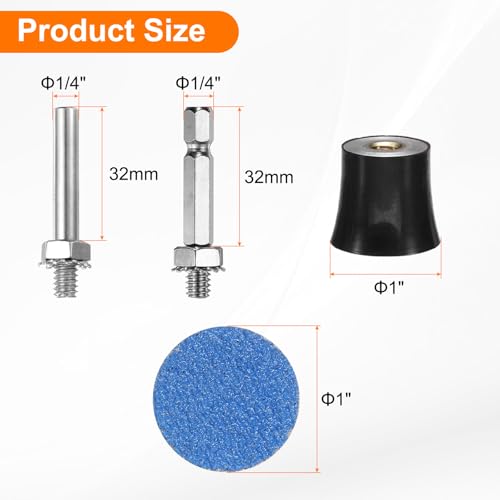 HARFINGTON 53pcs Quick Change Discs Set 1" Lock Sanding Discs with 1/4" Shank Pad Holder P60 Grit Surface Conditioning for Polish Rust Removal - size: 1"