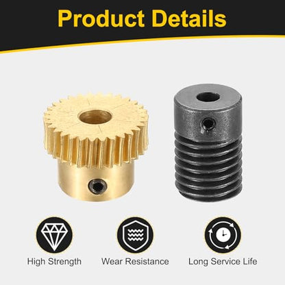 uxcell Worm Gear Set Right Rotation 30T 0.5 Module 1:30 Reduction Rate - size: Gear-5mm, Rod-4mm Bore, style: 0.5M-30T