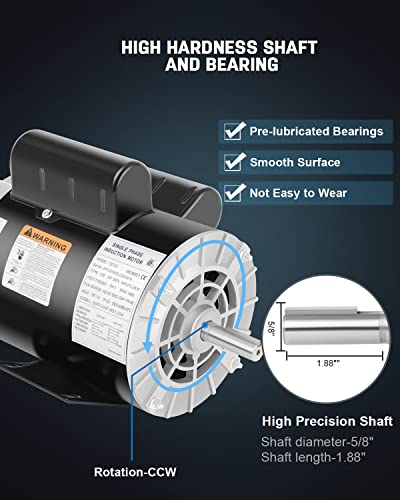 Air Compressor Motor 3HP SPL 3450 RPM 115/230V Single Phase ODP - size: 3 HP SPL 5/8 Keyed Shaft, style: air compressor motor