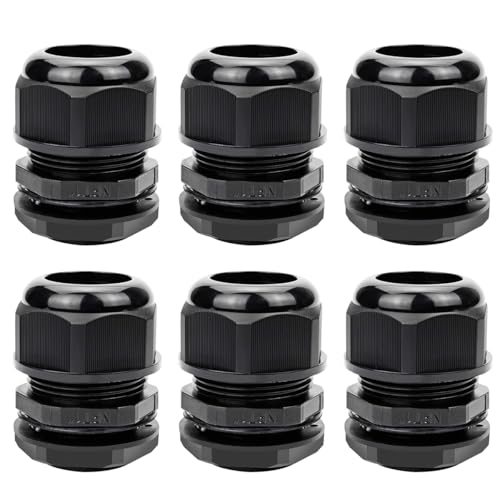 6 Pcs 1" NPT Cable Gland 18-25mm Waterproof IP68 Nylon PA66 Connector - size: NPT 1" (6Pcs)