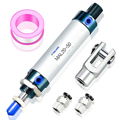 TAILONZ PNEUMATIC 20mm Bore 50mm Stroke Air Cylinder Double Action with Y Connector and 2Pcs 6mm Fitting MAL20x50 - size: 20mm Bore 50mm Stroke