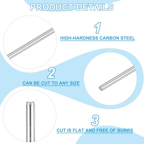 PATIKIL Round Metal Rod 2mm x 55mm, 30 Pcs Carbon Steel Round Shaft Rod