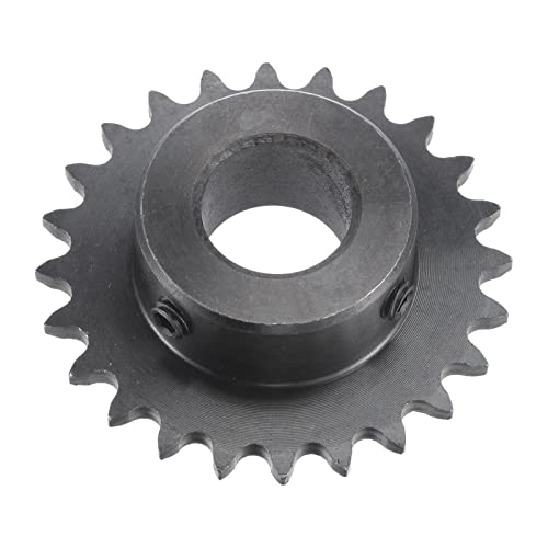 uxcell 24 Tooth Roller Sprocket B Type, #25 Chain, Single Strand 1/4" Pitch, 16mm Bore Black Oxide C45 Carbon Steel with Set Screws for ISO 04C - size: 16mm