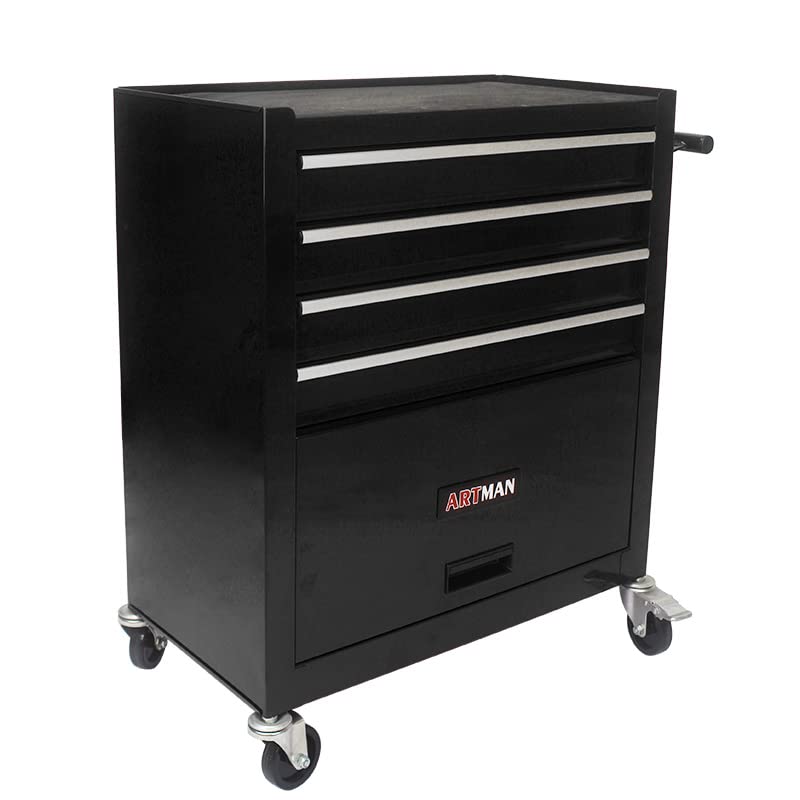 Lockable 4-Drawer Rolling Tool Chest, Black - color: Black, size: 4 drawer