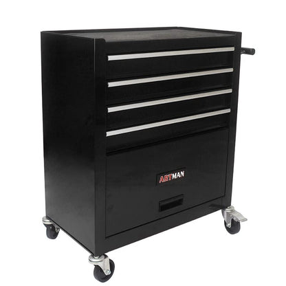 Lockable 4-Drawer Rolling Tool Chest, Black - color: Black, size: 4 drawer
