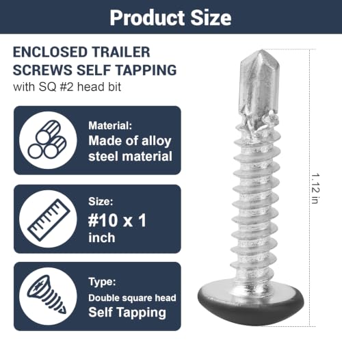 Black #10 x 1 in Enclosed Trailer Screws Self Tapping for RV - 150 Pcs - color: Black, size: 1 inch