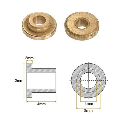 HARFINGTON 8pcs Flange Bearing Sleeve 4mm Bore 8mm OD 4mm Length 2mm Flange Thickness Bronze Bushing Self Lubricating Bushings Sleeve for Industrial Equipment - size: 4mm x 8mm x 4mm
