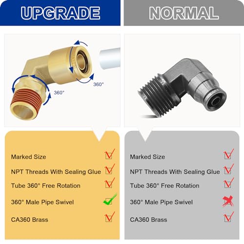 2 PCS DOT Quick Connect Air Fittings 1/2" Tube OD X 1/2" NPT Elbow - size: 1/2" Tube OD x 1/2" NPT - 2 PCS
