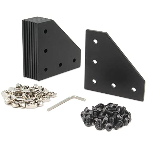3030 Corner Bracket Plate L Shape 5 Hole 90 Degree Outside Joining Plate with M6x10mm Screws and T-Nuts for 30 x 30mm Series Aluminum Extrusion Profile,8pcs/Pack (Black-3030 L Shape) - style: Black-3030 L Shape