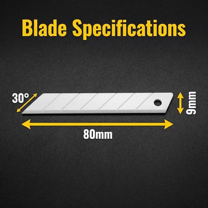 9mm Ceramic Utility Knife Blades Refills, 12 Pack - 30 Degree Snap Off Replacement Blades for Box Cutters, Never Rusts, Non-Magnetic, Non-Conductive Craft Knife Blade - color: 9mm/30 Degrees