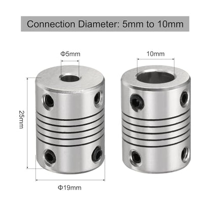 uxcell 5Pcs Aluminum Alloy Shaft Coupling 5mm to 10mm Stepper Motor Coupler
